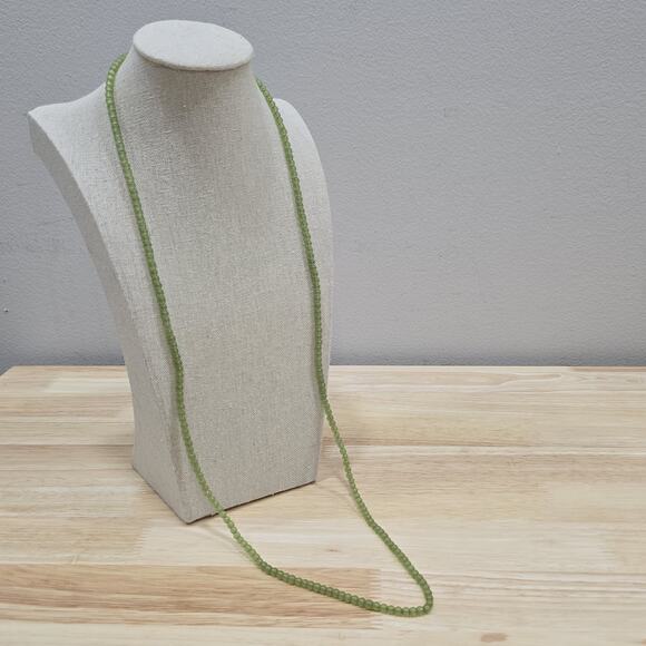 Continuous Strand Green Faux Peridot Beaded 34" Opera Length Necklace - Picture 1 of 15